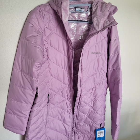 Columbia Long Heavenly Hooded Jacket in color pink ( aura/gumdrop) - Picture 5 of 5